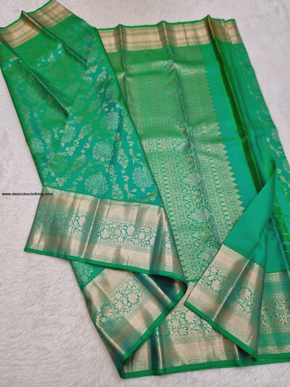Kanchipuram 100% Pure Handwoven 2G Premium Quality Pastel Colours Unique Design Bridal Silk Sarees