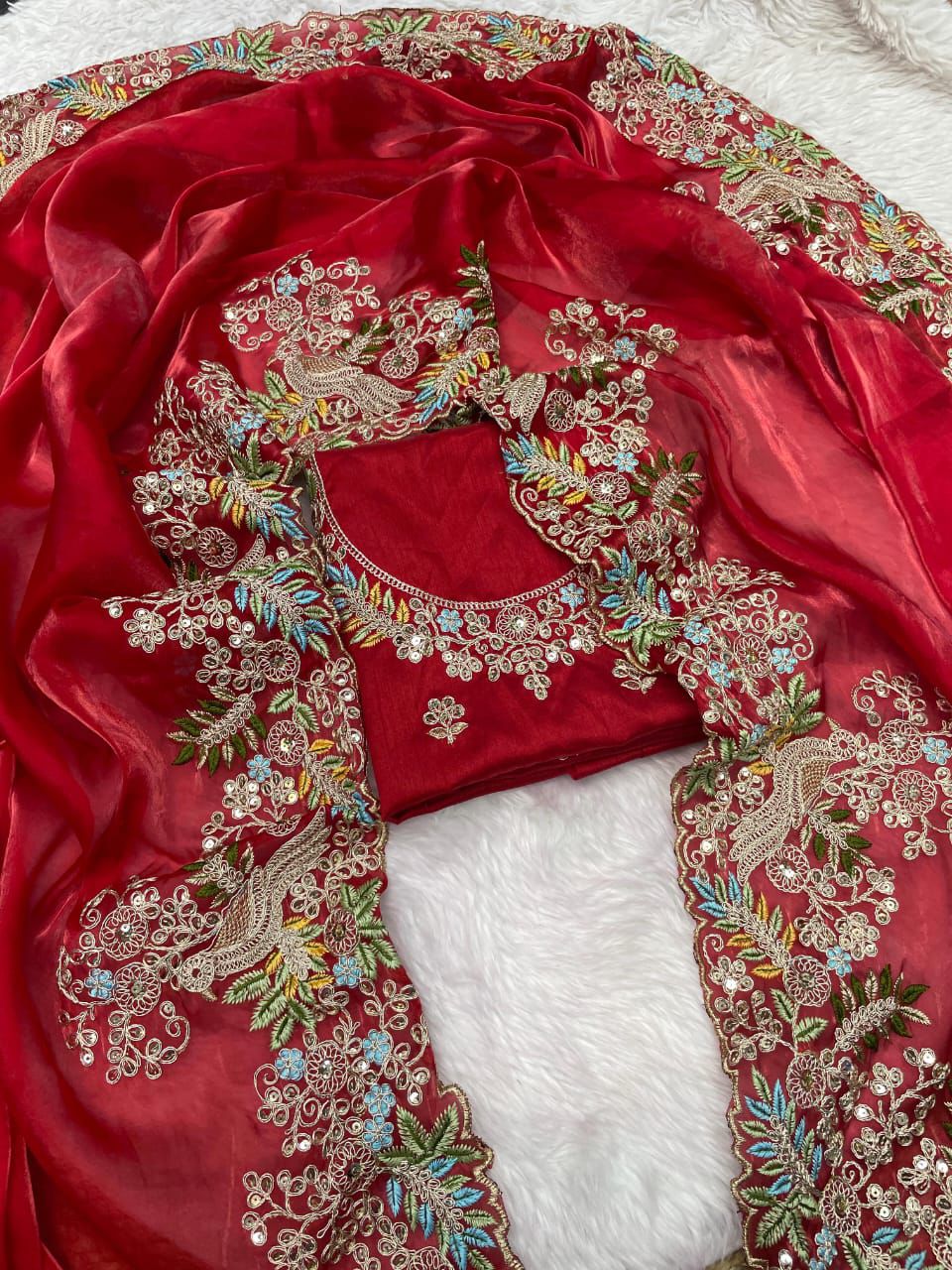 Product Image - Elegant Viscose Georgette Saree with Banarasi Multi Embroidery | Festive Wear