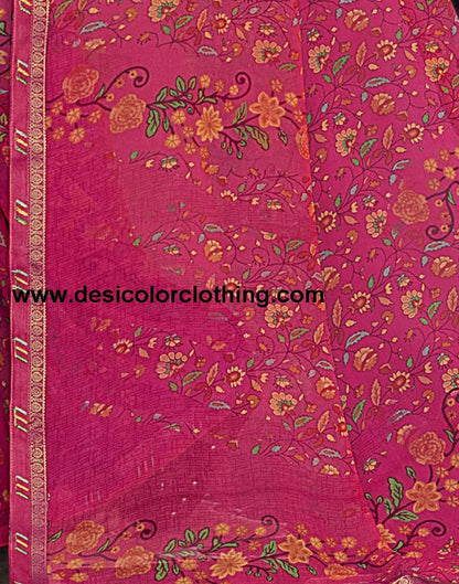 Pink Georgette Printed Saree