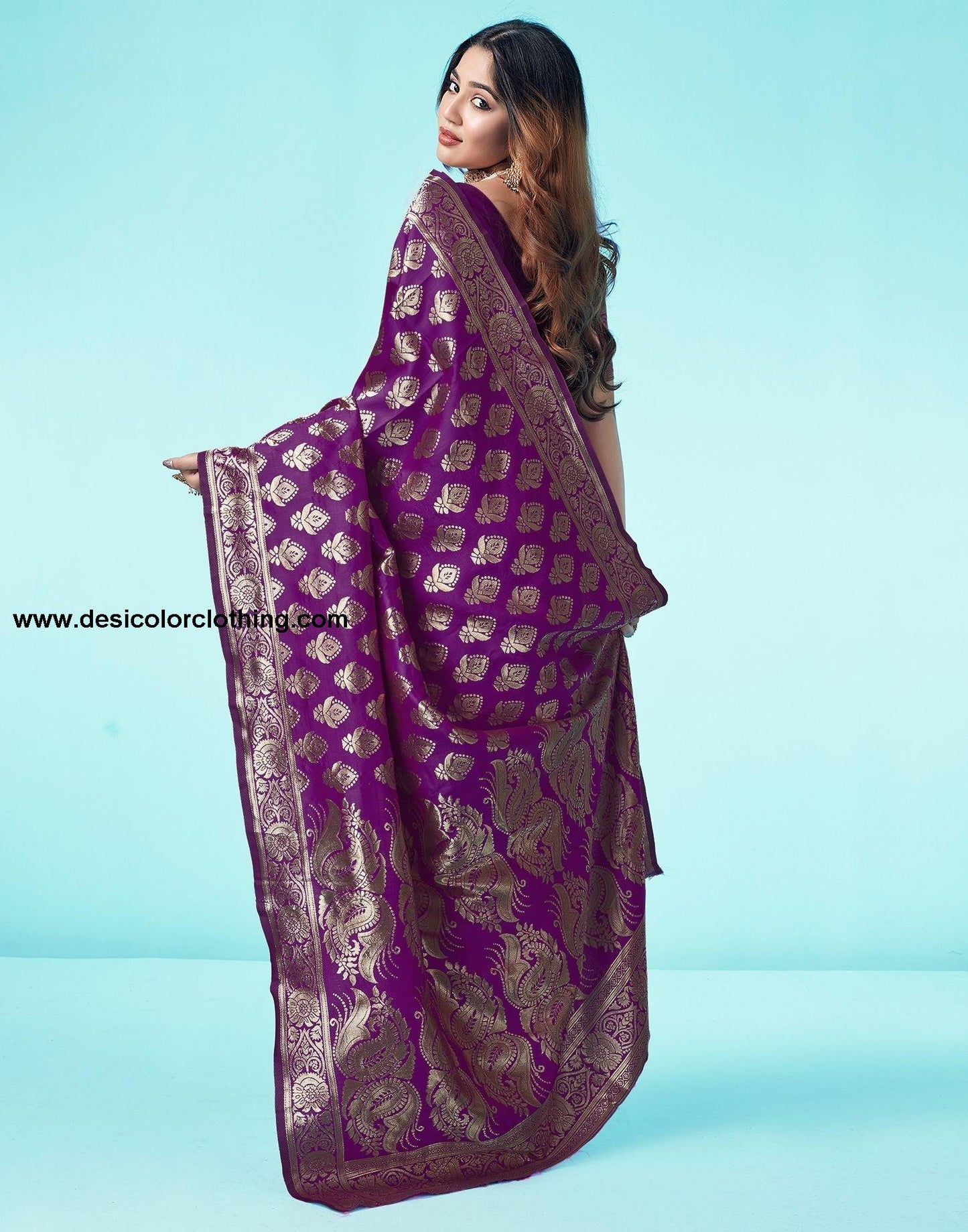 Dark Purple Jacquard Silk Saree