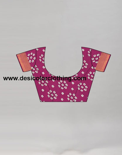 Wine Cotton Bandhani Saree | 1985S488