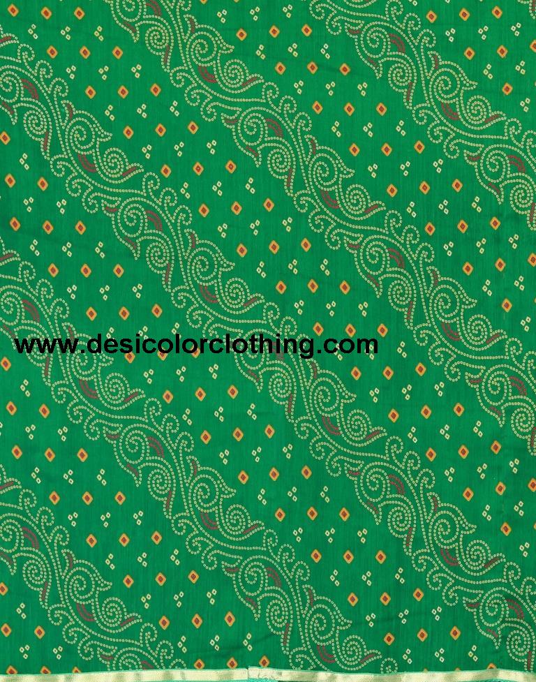 Green Bandhani Printed Saree