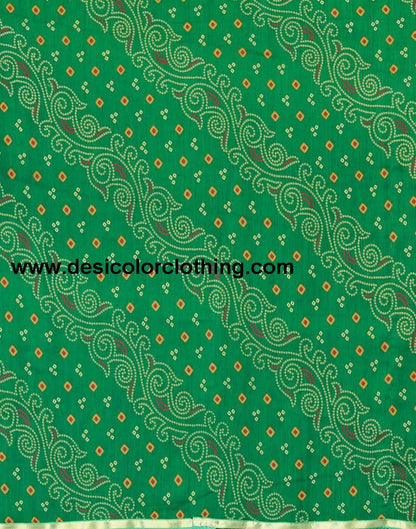Green Bandhani Printed Saree