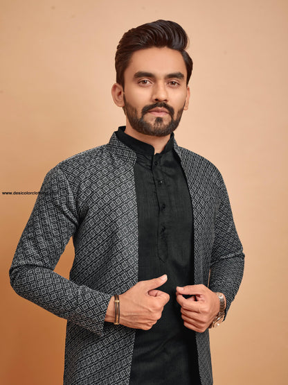Bluevery Fashion Indo Western Style Jacket with Polo Pant Pair