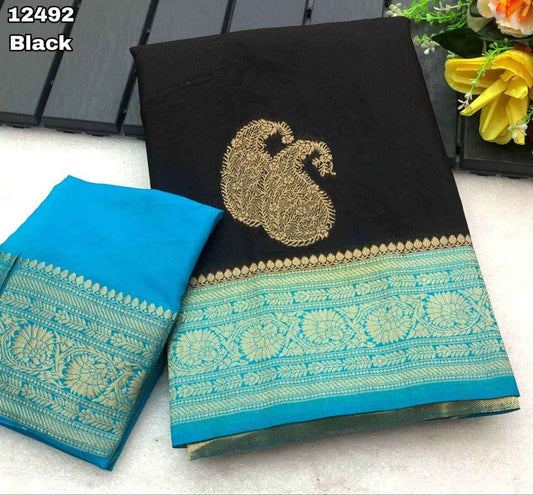 Premium Hand-Dyed Khadi Georgette Saree with Mango Weaving - New Arrivals