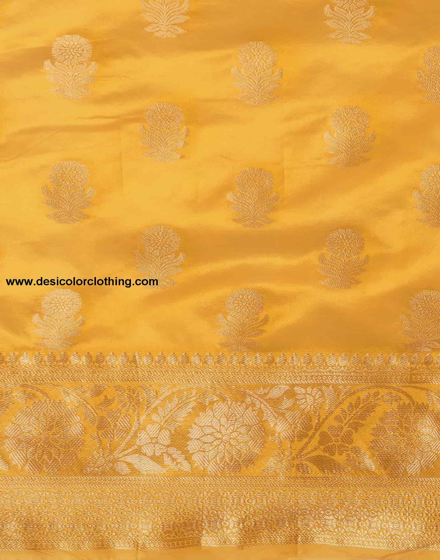 Yellow Banarasi Silk Woven Saree