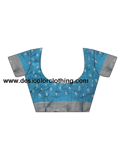 Teal Blue Silk Printed Saree