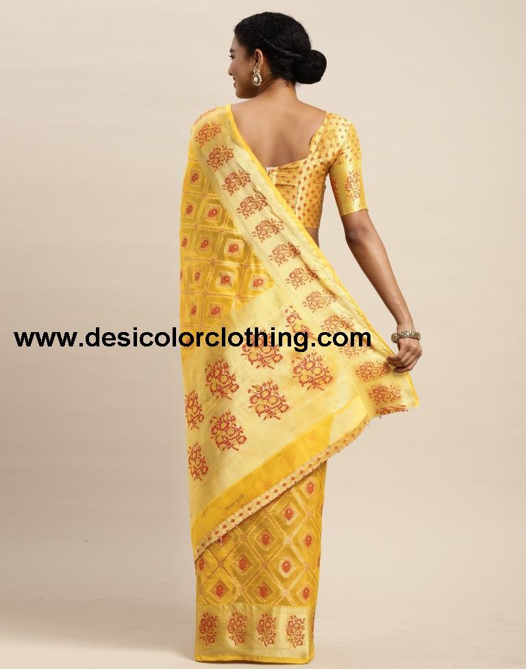 Turmeric Yellow Organza Saree