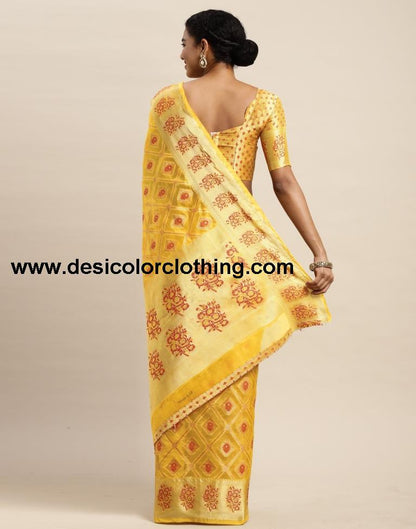 Turmeric Yellow Organza Saree