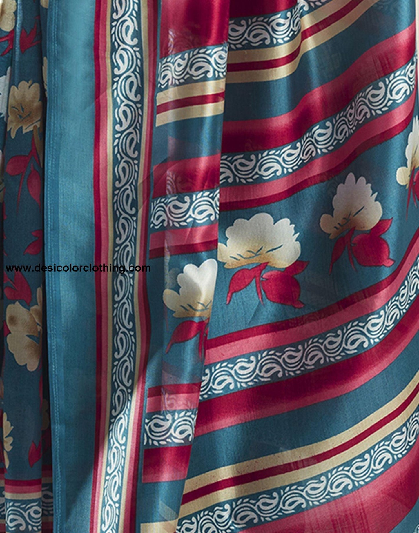 Rama Green Printed Silk Saree