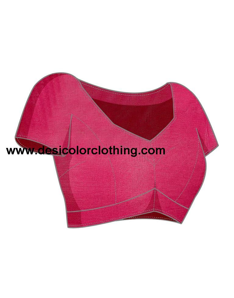 Rani Pink Plain Organza Saree