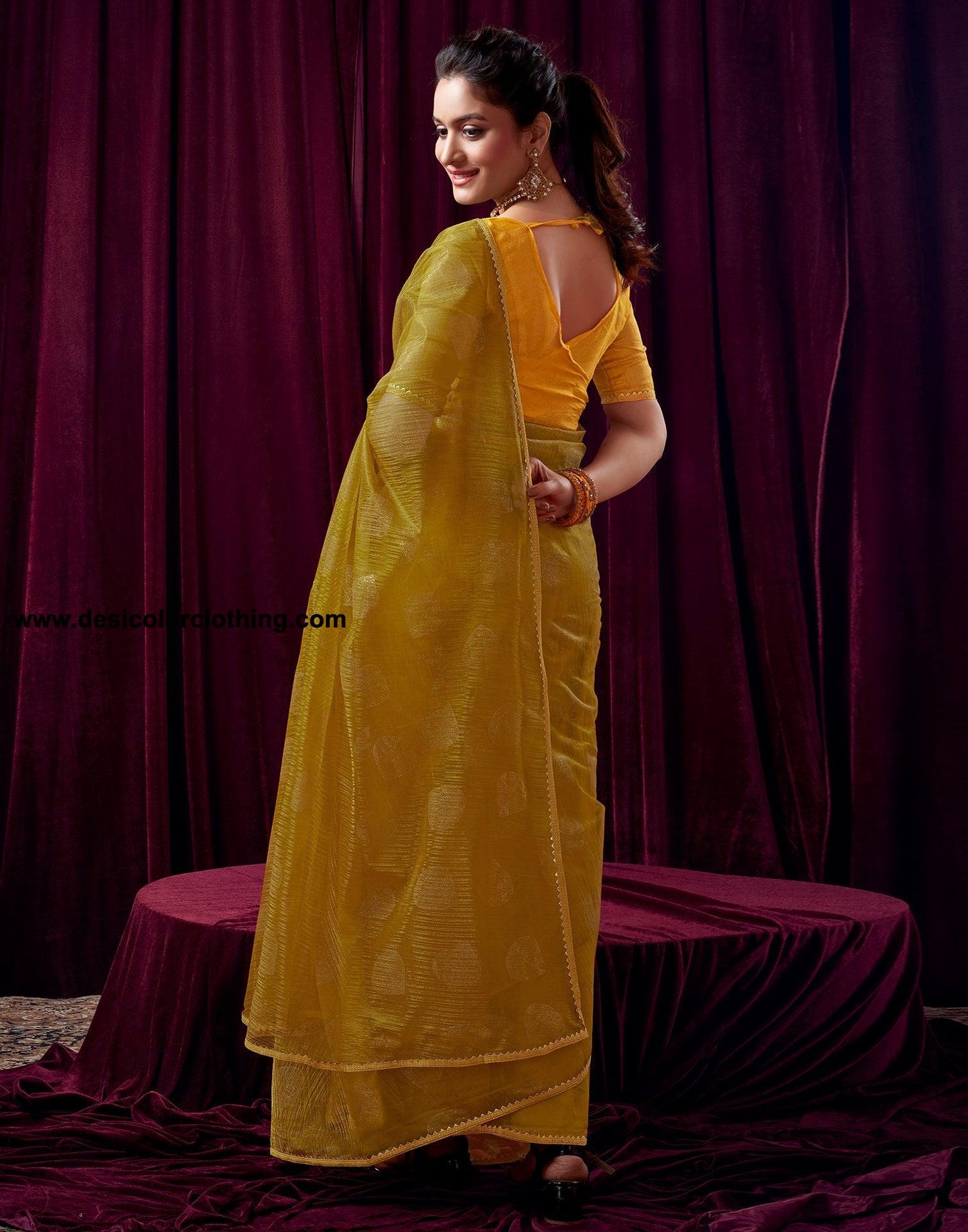 Turmeric Net Plain Saree