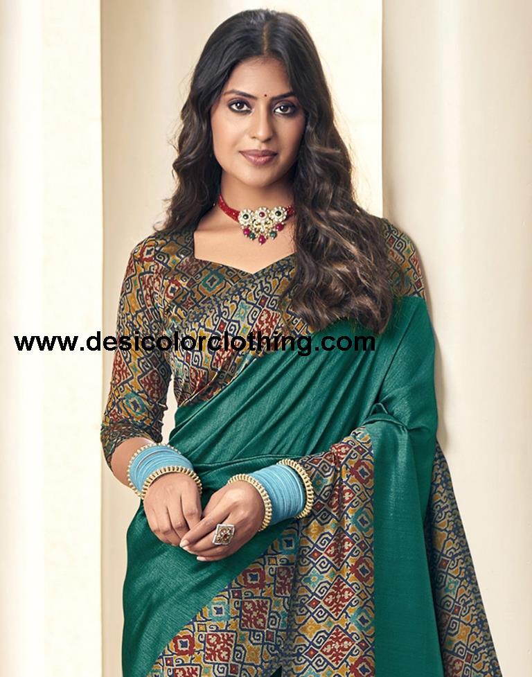Beige Silk Printed Saree
