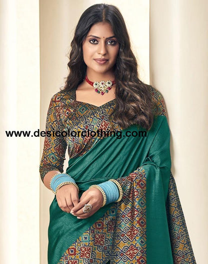 Beige Silk Printed Saree