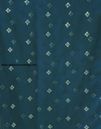 Rama Blue Georgette Sequence Embroidery Saree