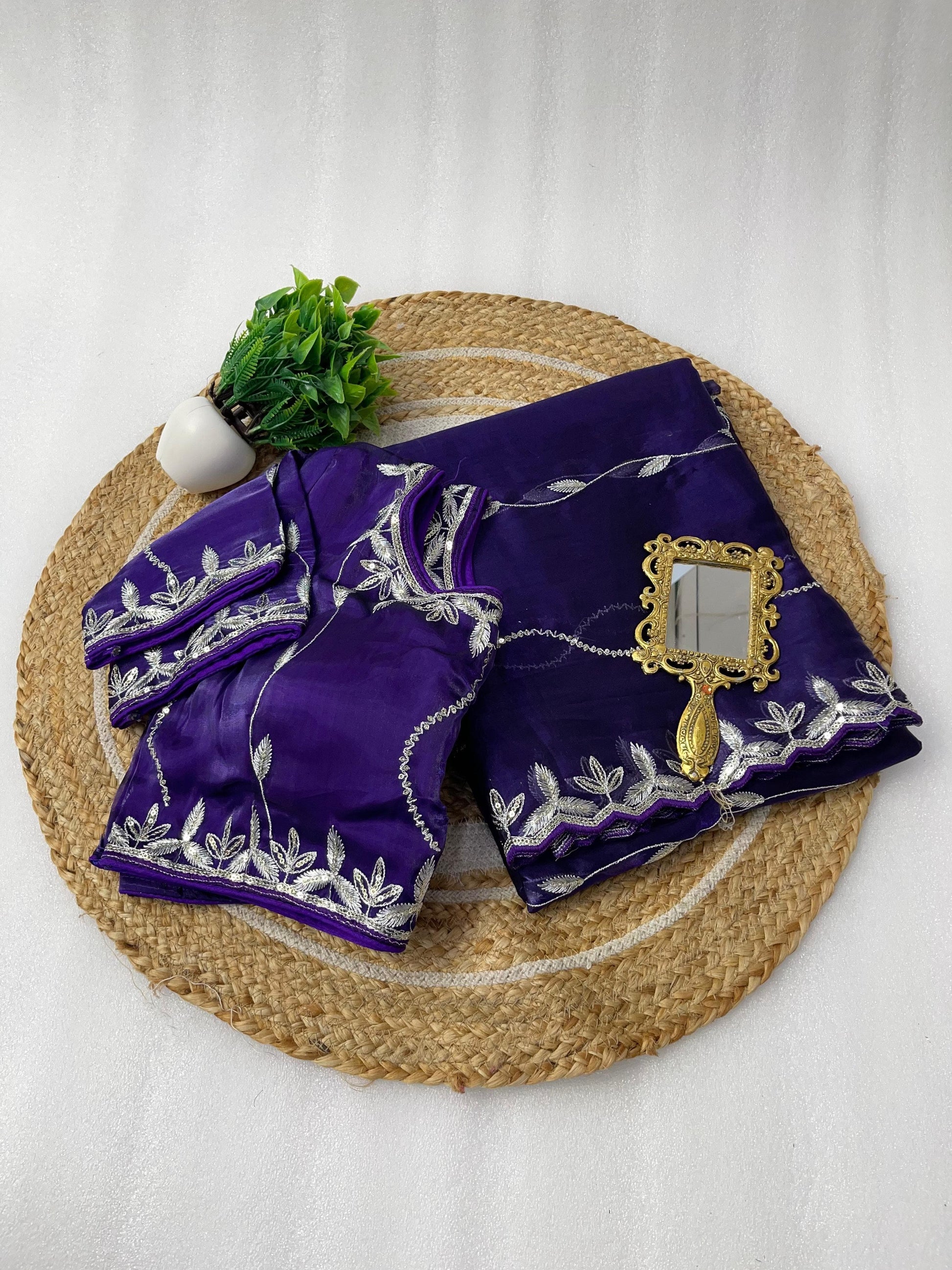 Product Image - Designer Zimmy Choo Silk Saree with Embroidered Border & Lehiriya Design