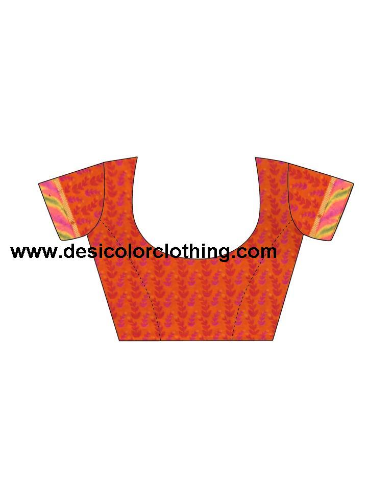 Orange Georgette Printed Saree