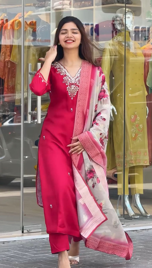 Product Image - Designer Party Wear Top and Pant Set with Fancy Dupatta