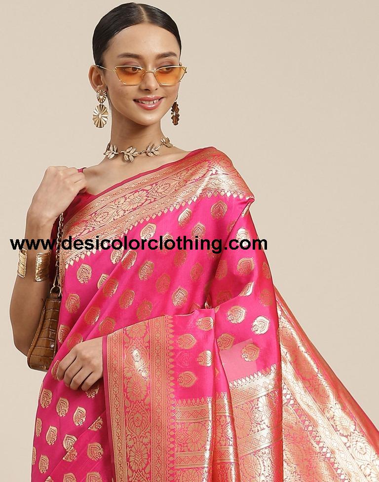Pink Weaving Silk Saree