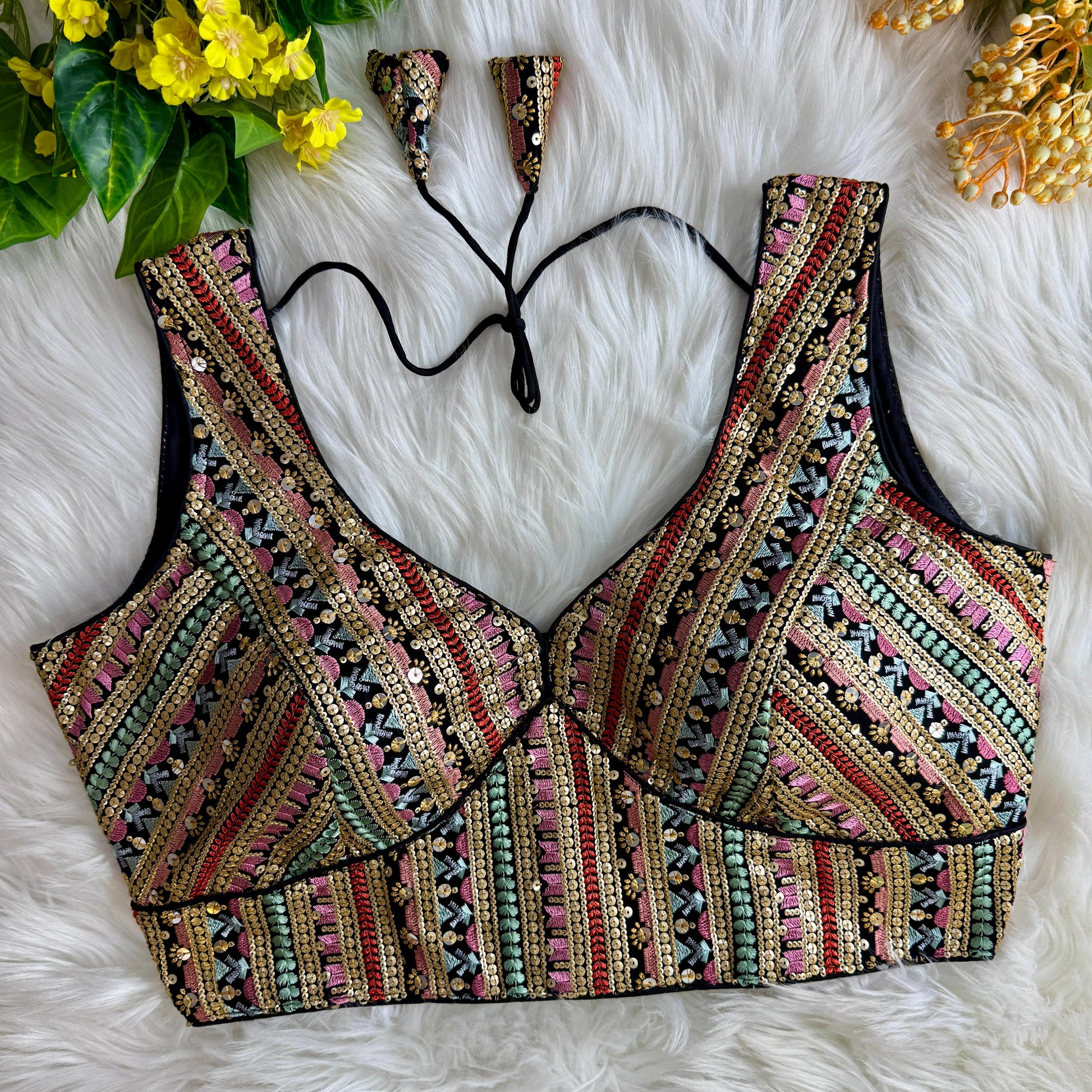 Product Image - Designer Georgette Partywear Blouse with Multi-Thread Embroidery