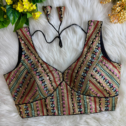 Product Image - Designer Georgette Partywear Blouse with Multi-Thread Embroidery