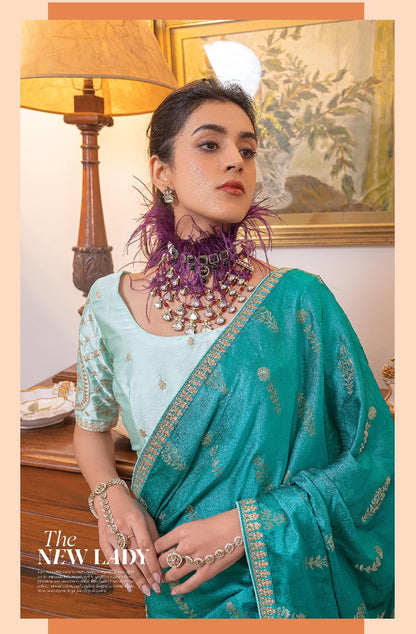 Product Image - Kamya Silk Designer Saree by Kira - Pure Satin with Hand Dyeing & Embroidery