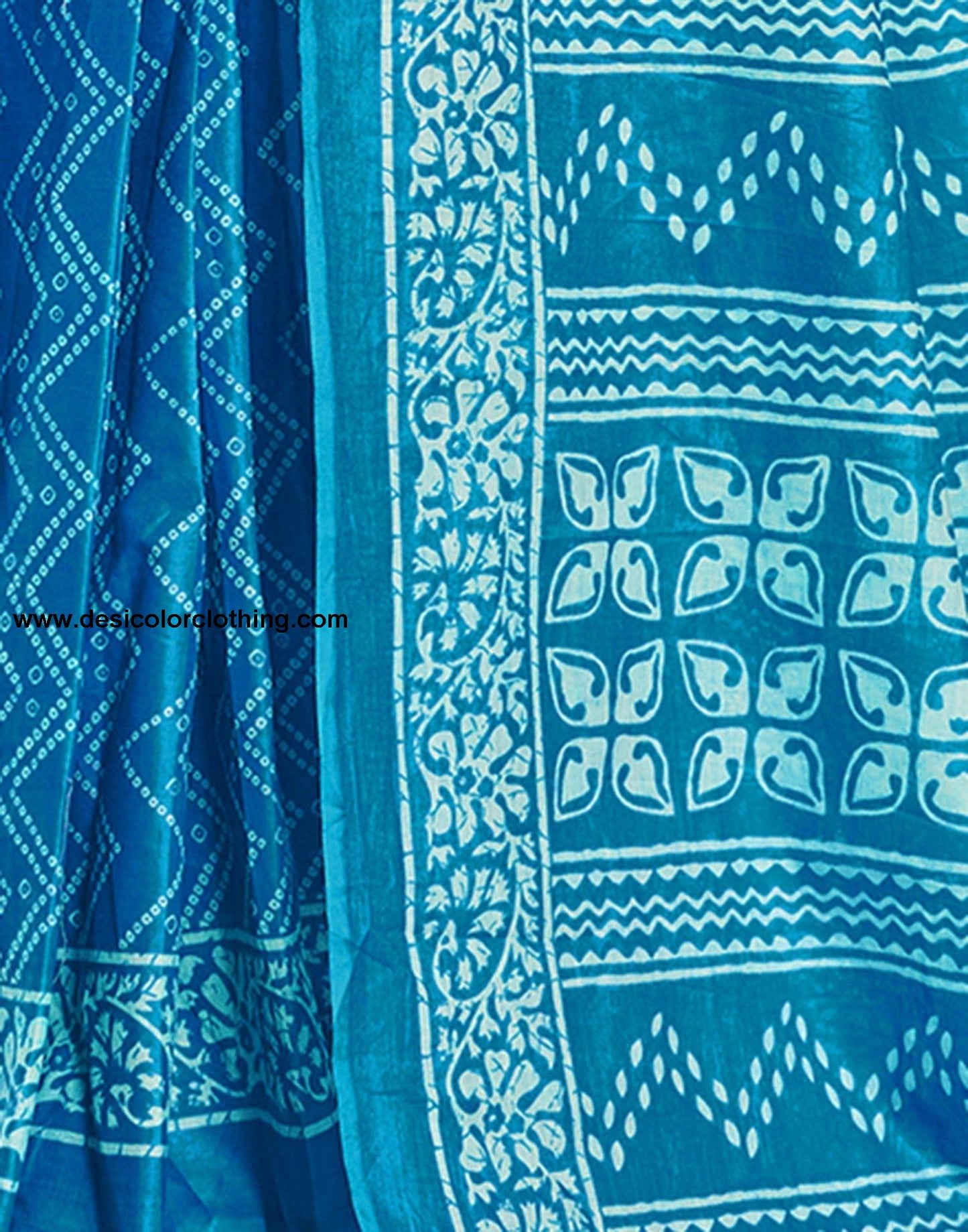 Blue Printed Cotton Pre-draped Saree