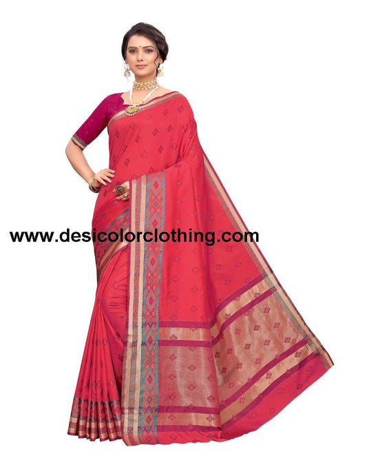 Pink Coloured Poly Silk Jacquard Partywear saree