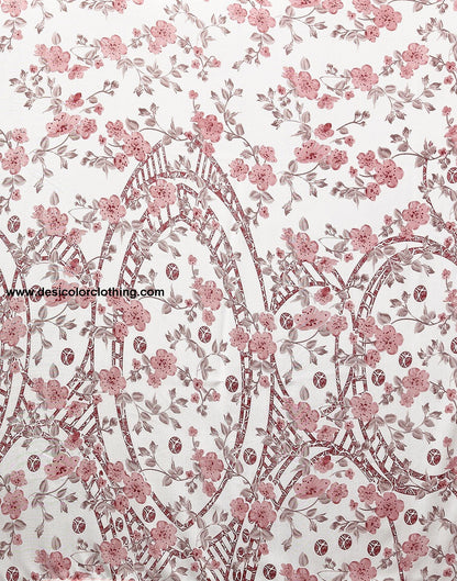White Georgette Floral Printed Saree