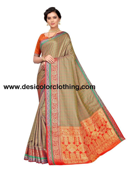 Artichoke Green Silk Saree | 1644S112