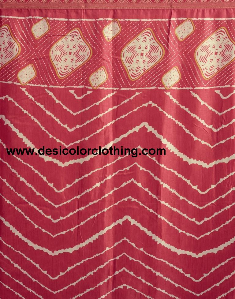 Punch Pink Silk Printed Saree