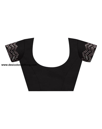 Black Swarovski Georgette Stone Work Saree