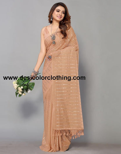 Peach Printed Saree