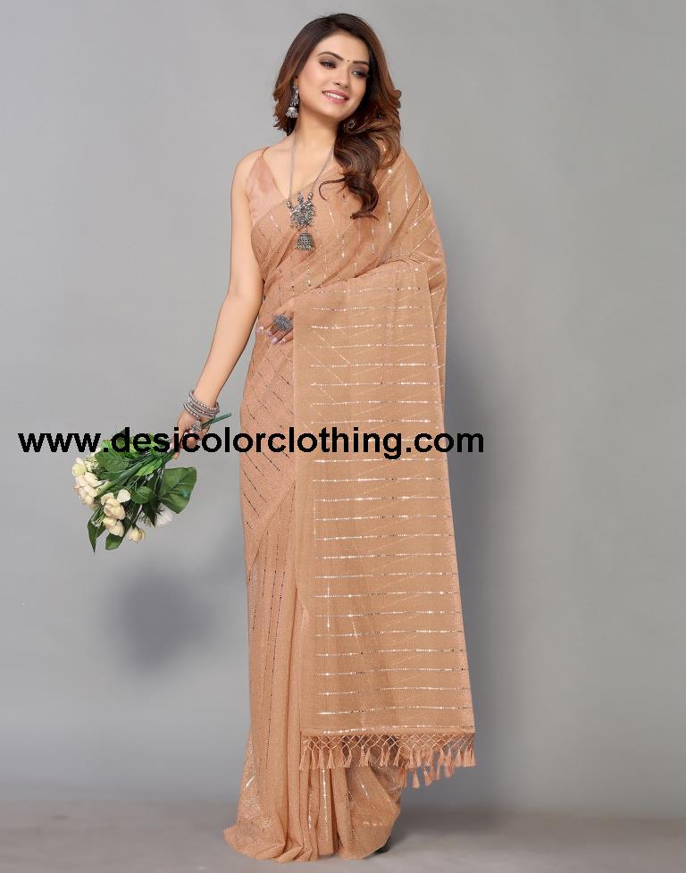 Peach Printed Saree