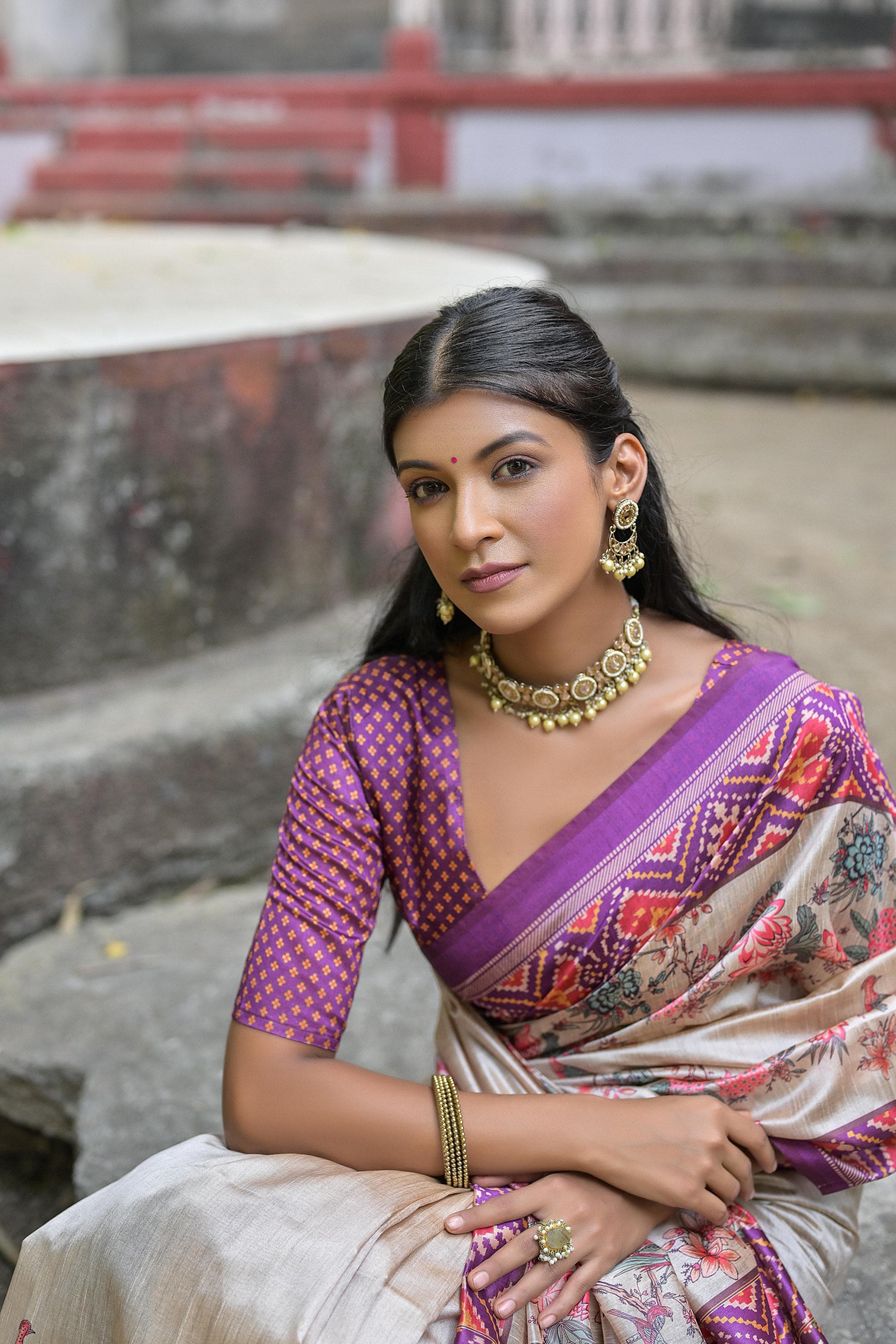 Product Image - Yogita Patola Designer Saree in Tussar Silk with Patola Print