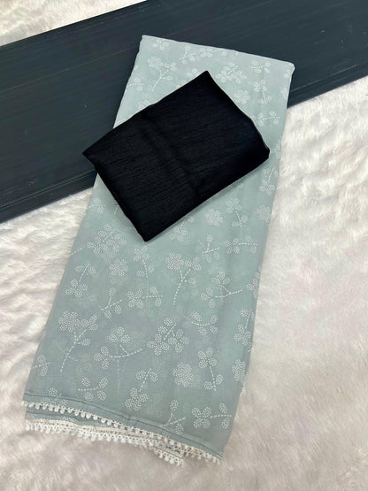 Product Image - Georgette Designer Saree with Banglori Blouse