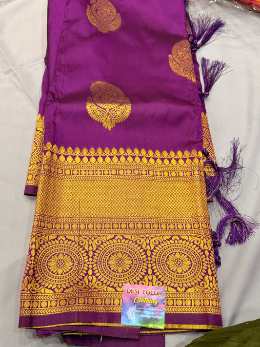 Product Image - Exquisite Kanchipuram Pink Sari - Handwoven Elegance - 1