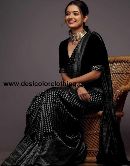 Black Banarasi Silk Saree