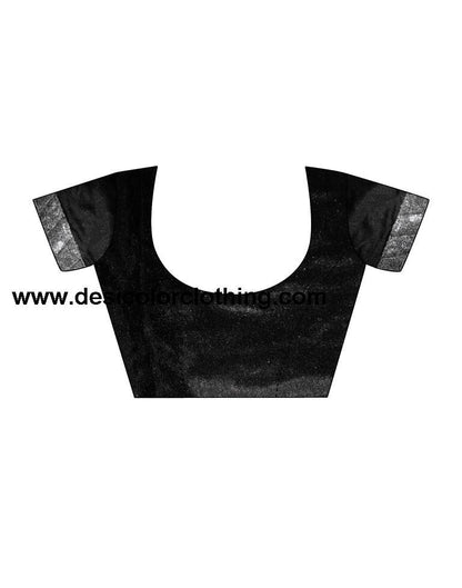 Black Georgette Plain Sarees