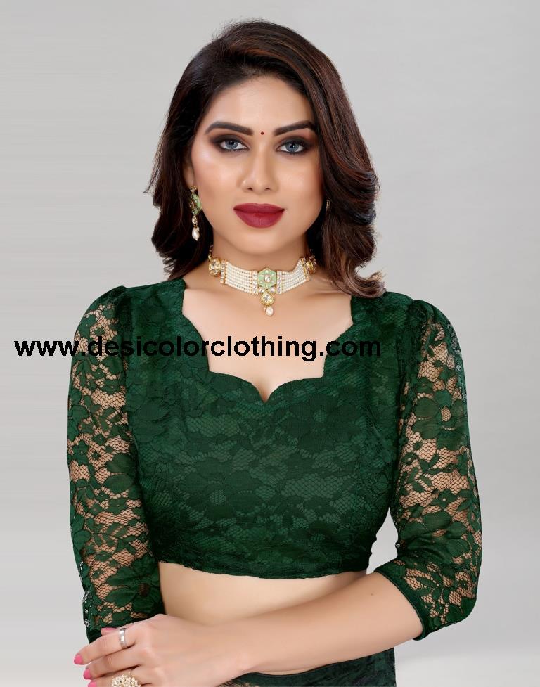 Dark Green Coloured Russel Net Partywear saree