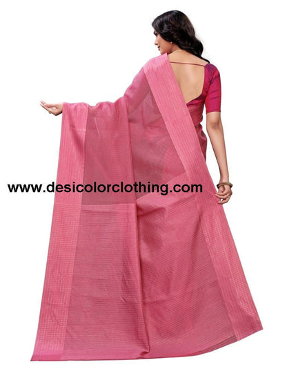 Watermelon Pink Coloured Poly Silk Self Design Partywear saree | SLV1529S106