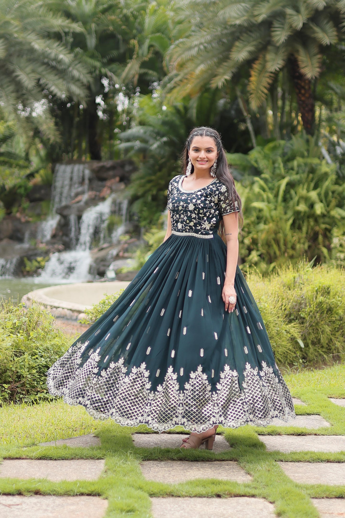 Product Image - Elegant Designer Gown - Zari & Sequins Embroidery