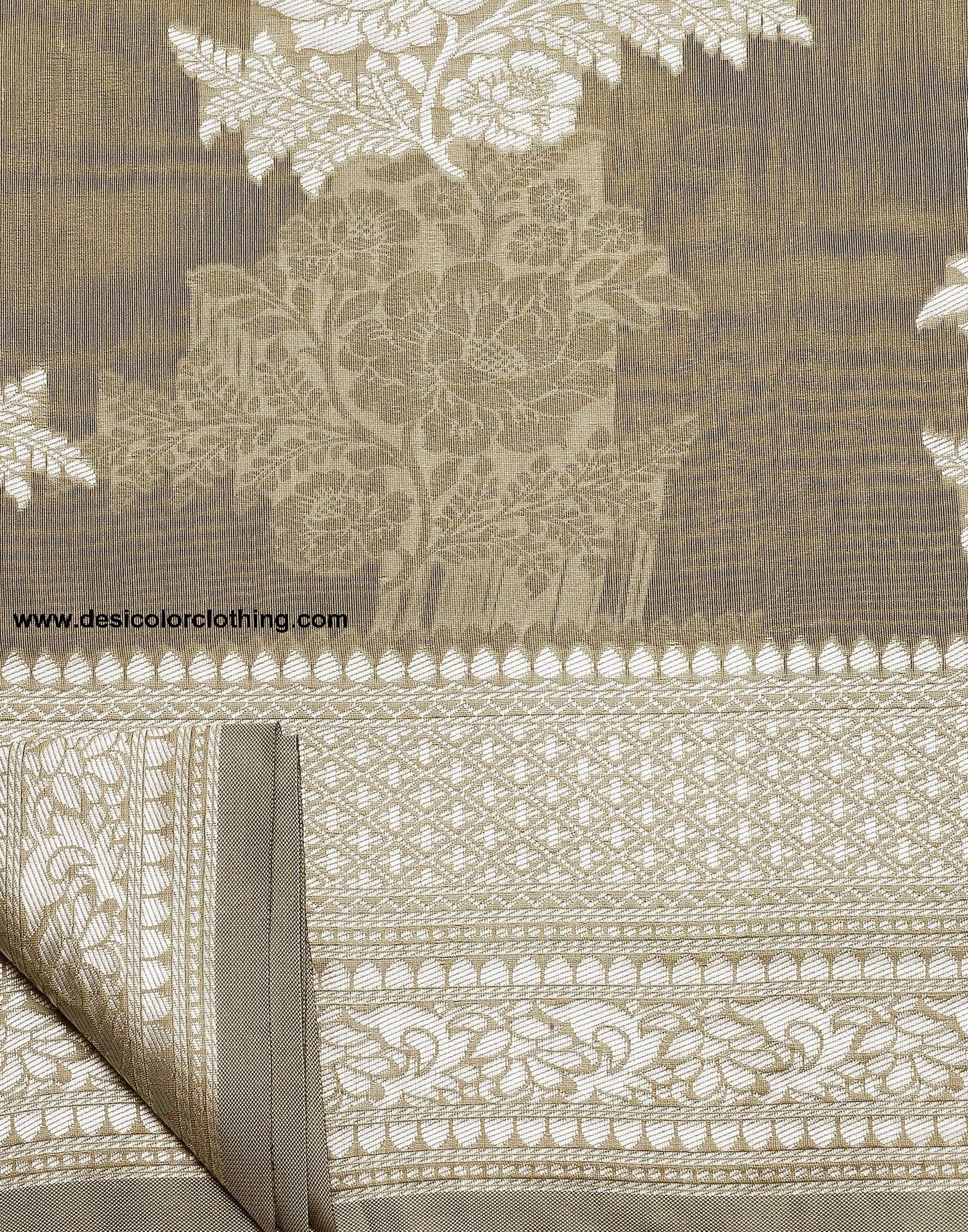 Beige Banarasi Cotton Saree