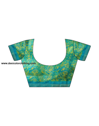 Blue Printed Cotton Zari Stripe Saree