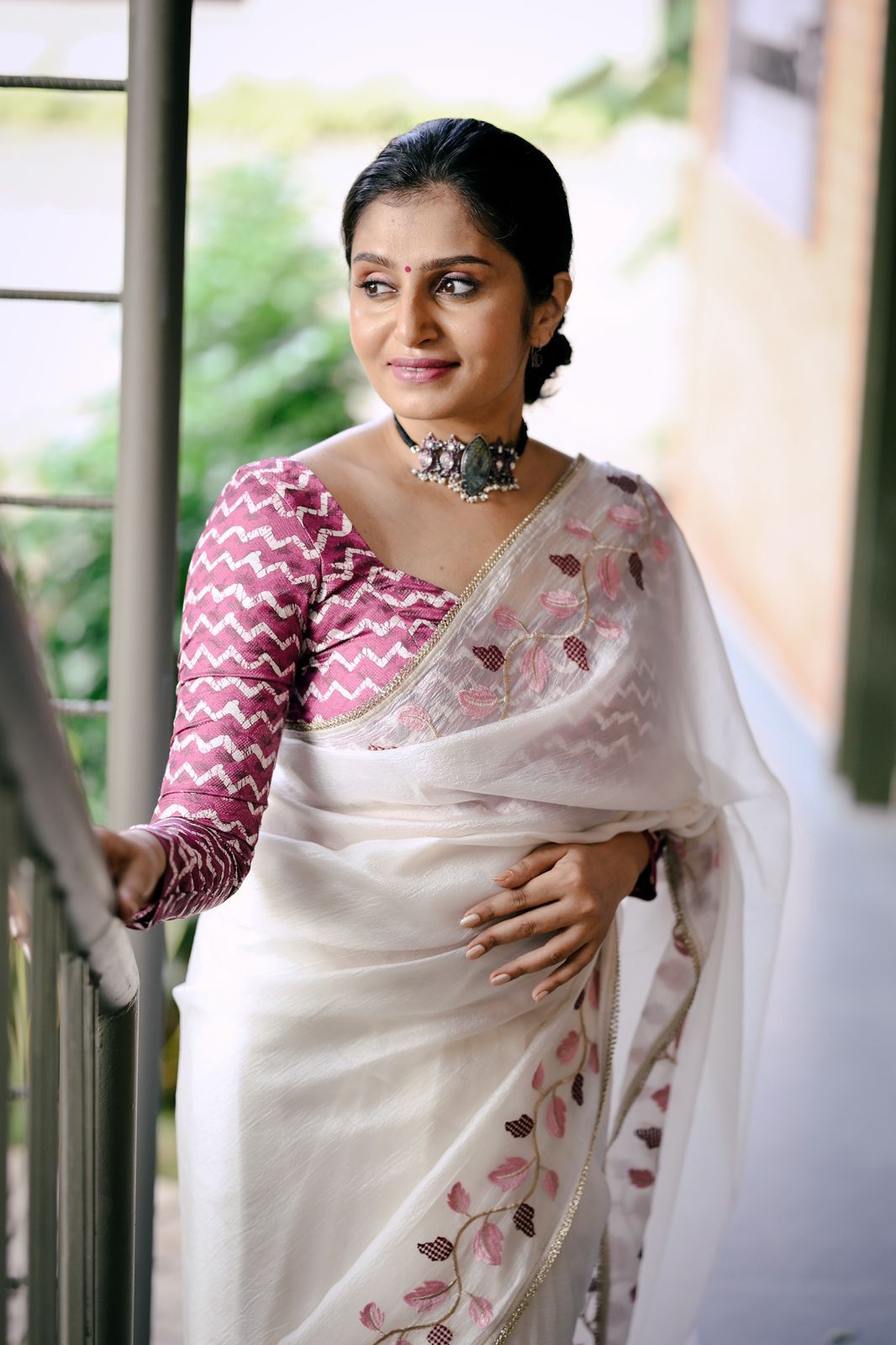 Product Image - Designer Georgette Saree with Embroidered Leaf Design | Premium Festive Wear
