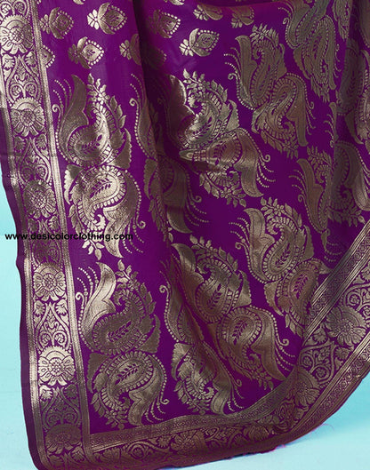 Dark Purple Jacquard Silk Saree
