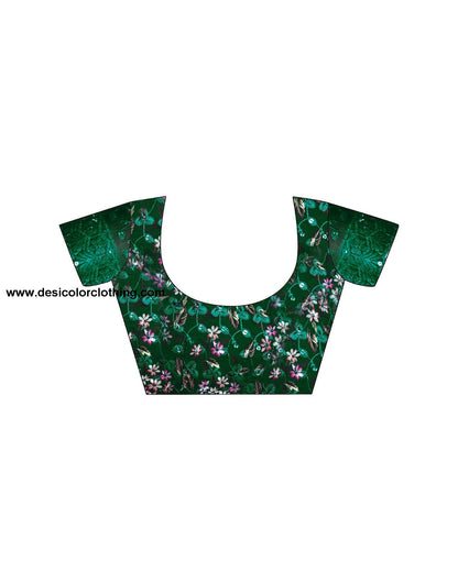Dark Green Plain Georgette Saree