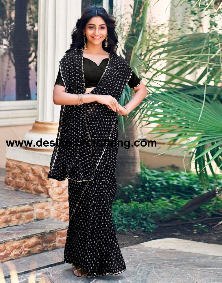 Black Georgette Printed Saree