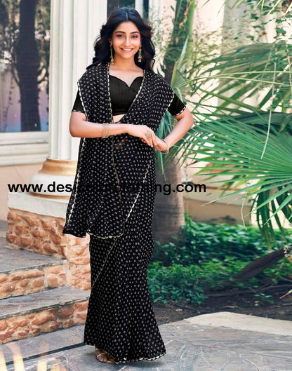 Black Georgette Printed Saree