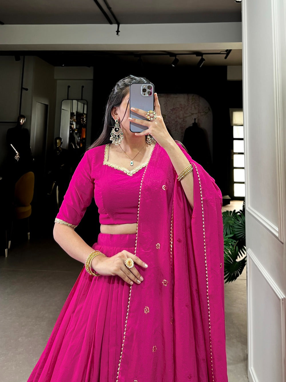 Product Image - Exquisite Chanderi Lehenga Choli for Weddings & Festive Wear